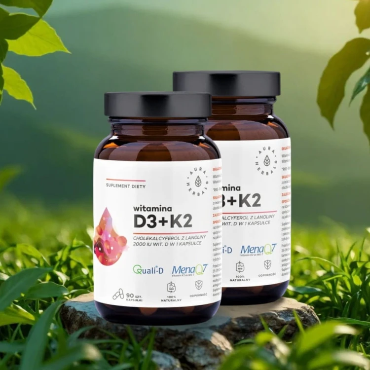 WITAMINA D3 2000 IU + K, 90 kapsułek Aura Herbals