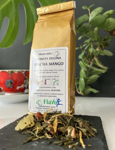 HERBATA ZIELONA SENCHA MANGO 100G FLAVO
