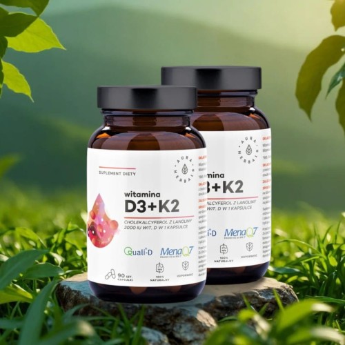 WITAMINA D3 2000 IU + K, 90 kapsułek Aura Herbals