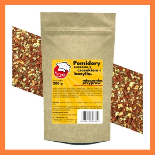 POMIDORY SUSZONE Z CZOSNKIEM I BAZYLIĄ 200G 