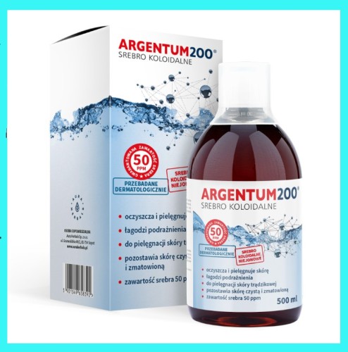 SREBRO KOLOIDALNE 50 ppm, Argentum200, TONIK 500 ml
