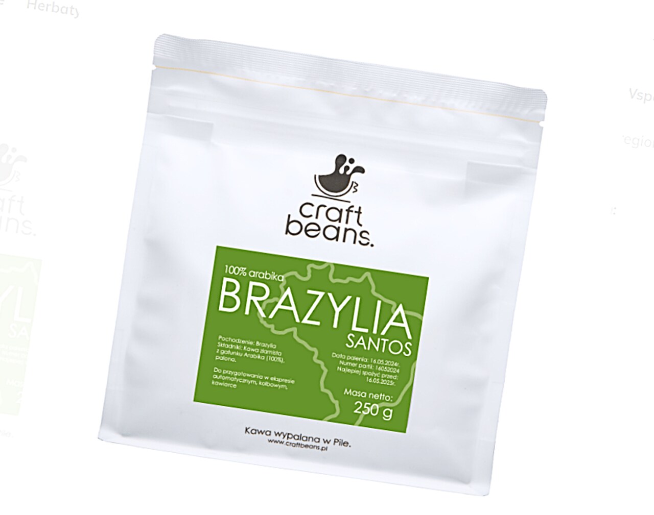 KAWA BRAZYLIA SANTOS 250G ZIARNISTA