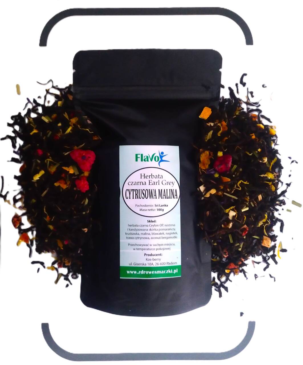 HERBATA CZARNA EARL GREY CYTRUSOWA MALINA 100G FLAVO