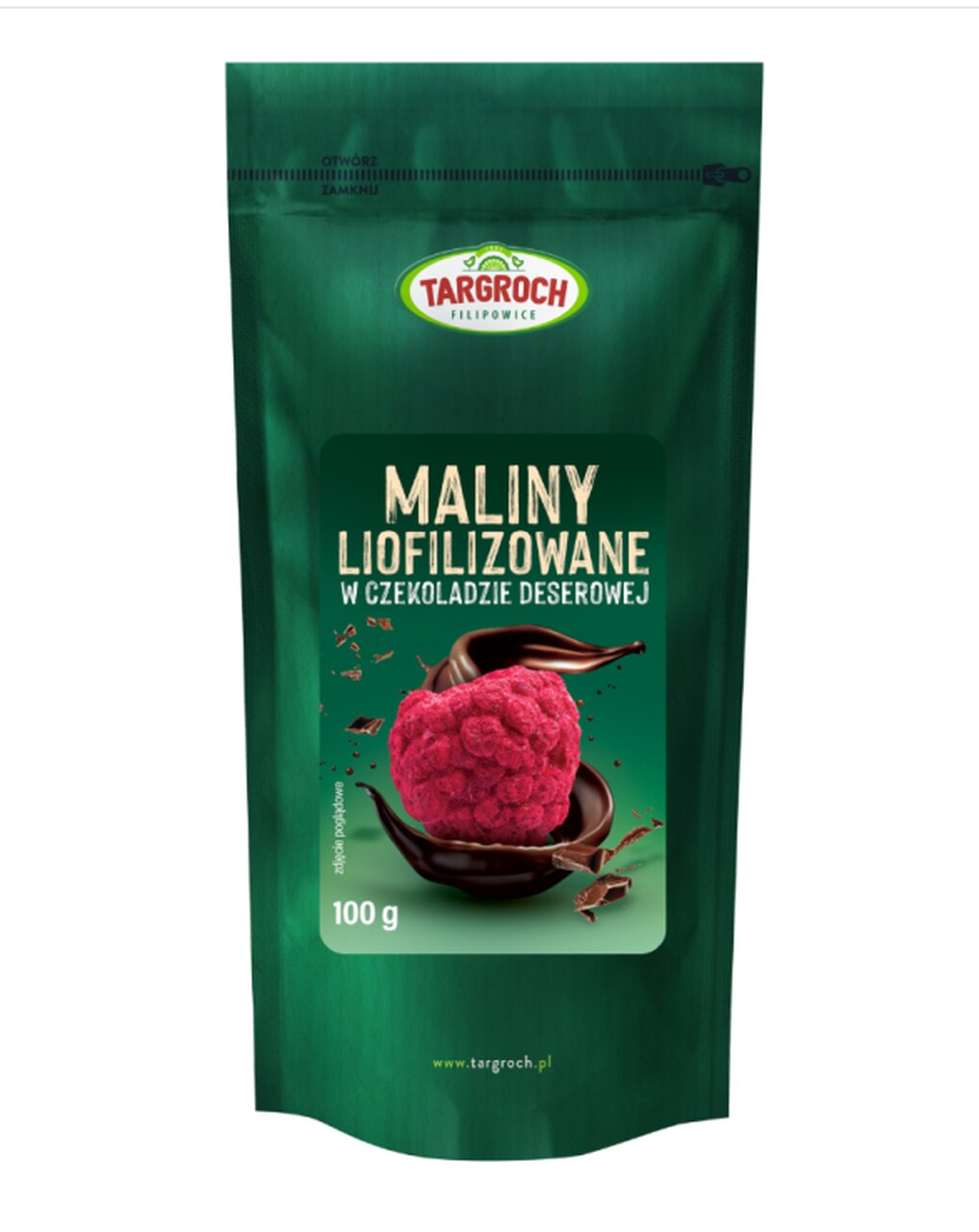 MALINY LIOFILIZOWANE w Czekoladzie deserowej 100g